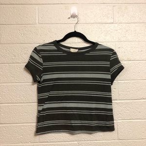Blue and Gray Striped Crop Top